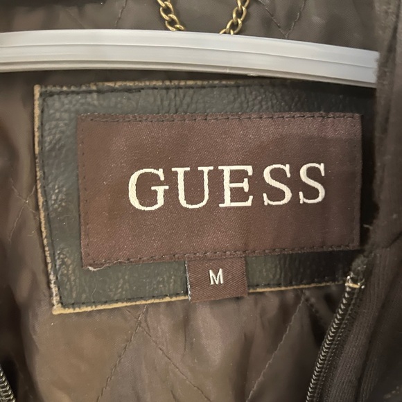 Men’s Guess leather jacket with built in hoodie - Picture 3 of 3